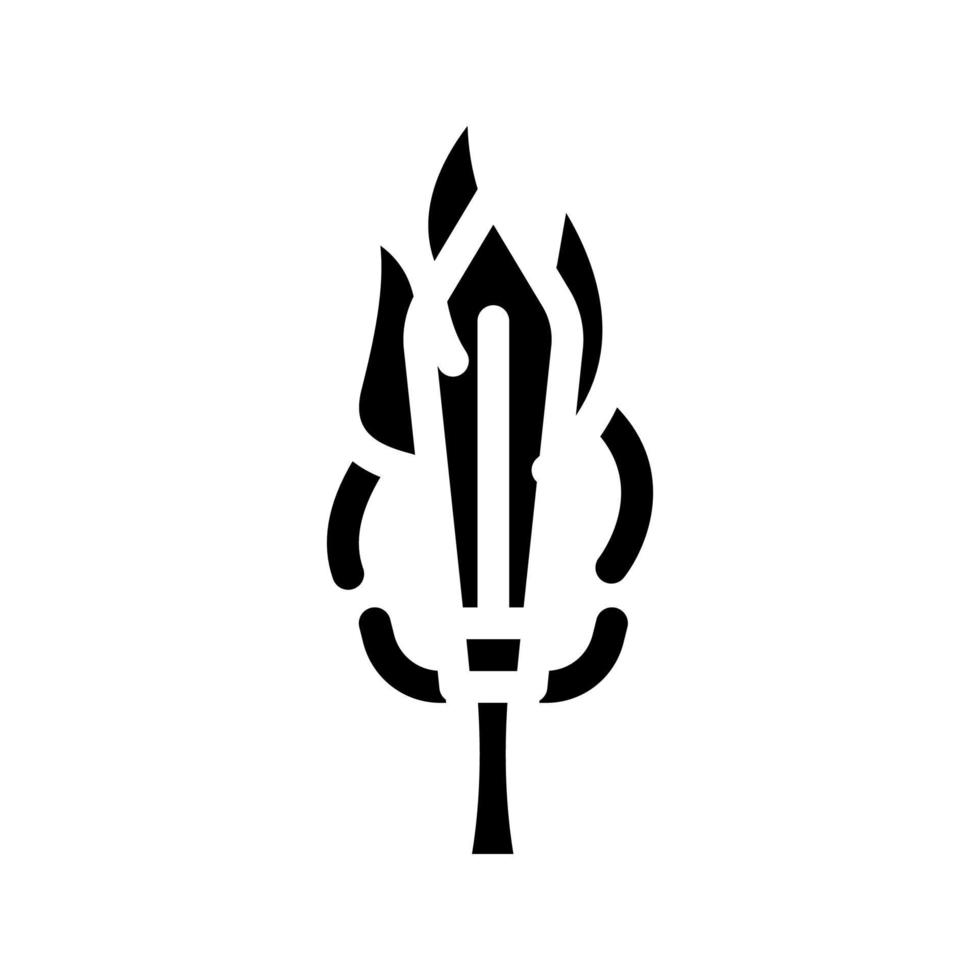 brandend zwaard glyph pictogram vectorillustratie plat vector