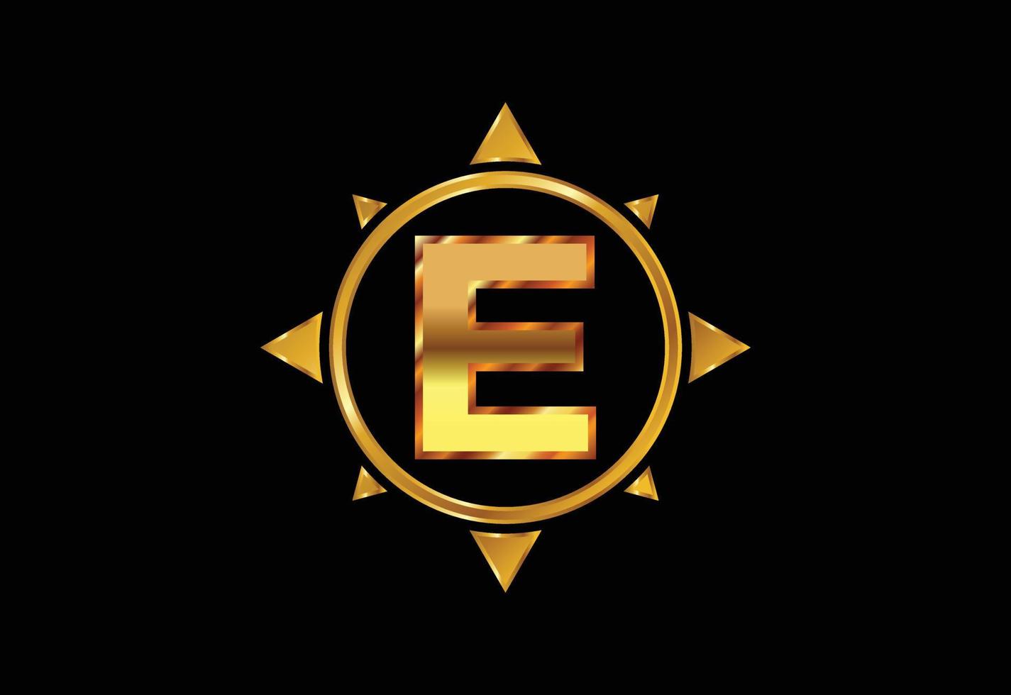 eerste e monogram letter alfabet in een kompas. kompas logo teken symbool. vector logo ontwerp