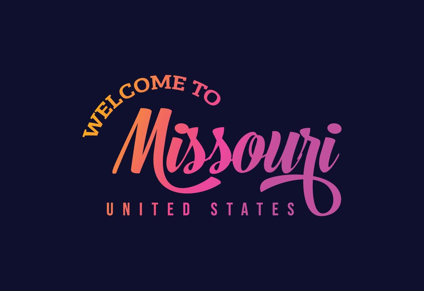 welkom bij missouri word tekst creatieve lettertype ontwerp illustratie. welkom teken vector