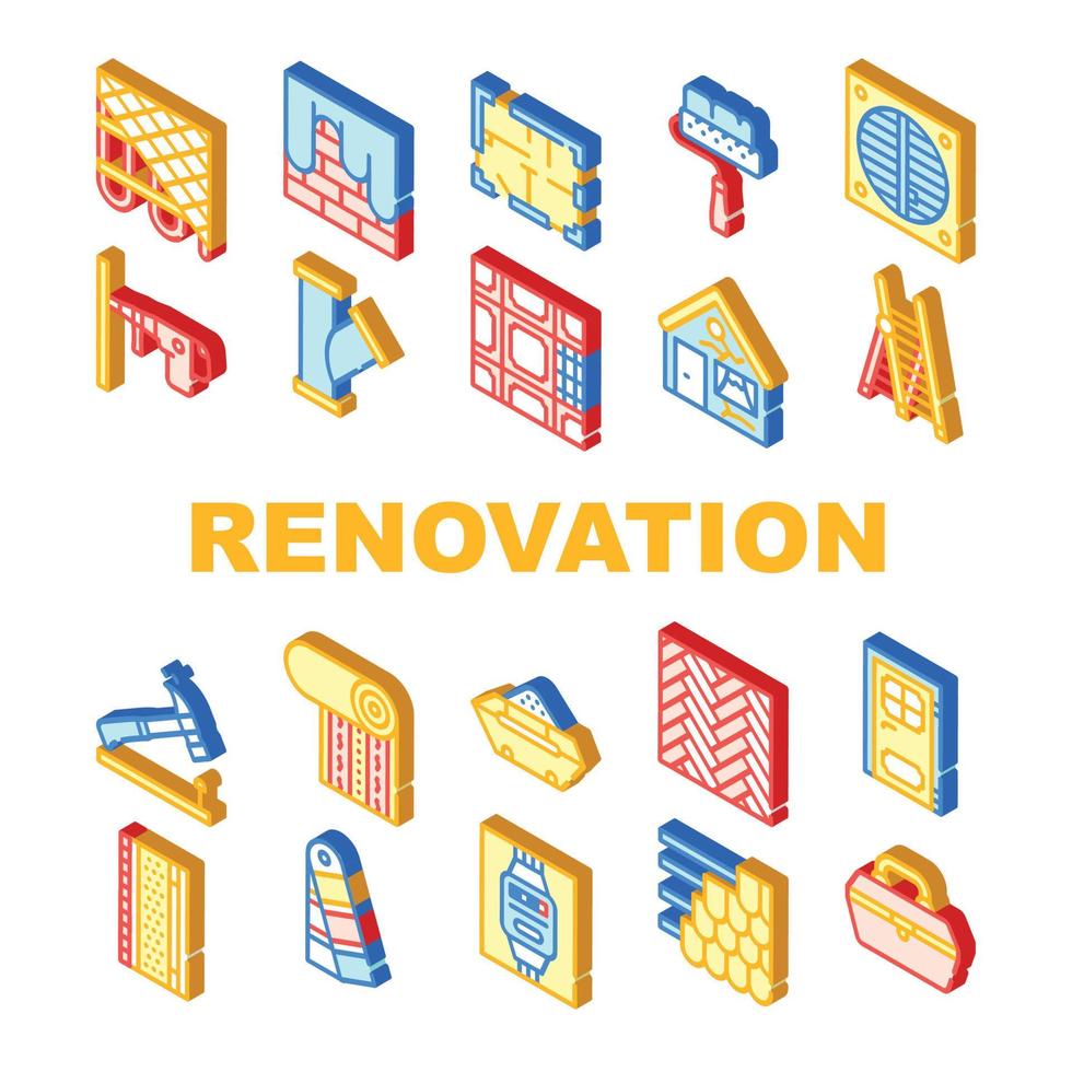 renovatie huis reparatie collectie iconen set vector
