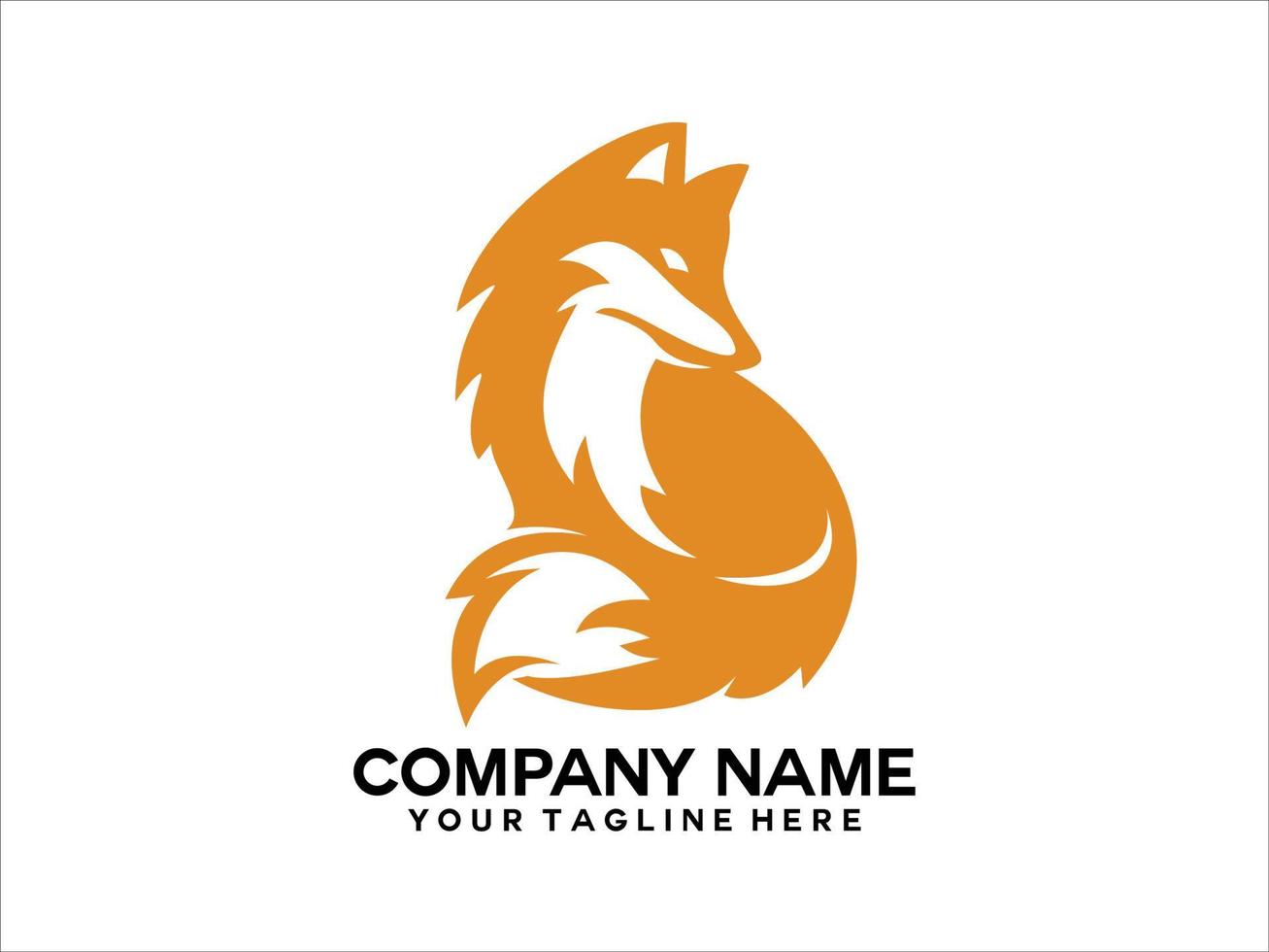 wolf silhouet logo met oranje kleur vector