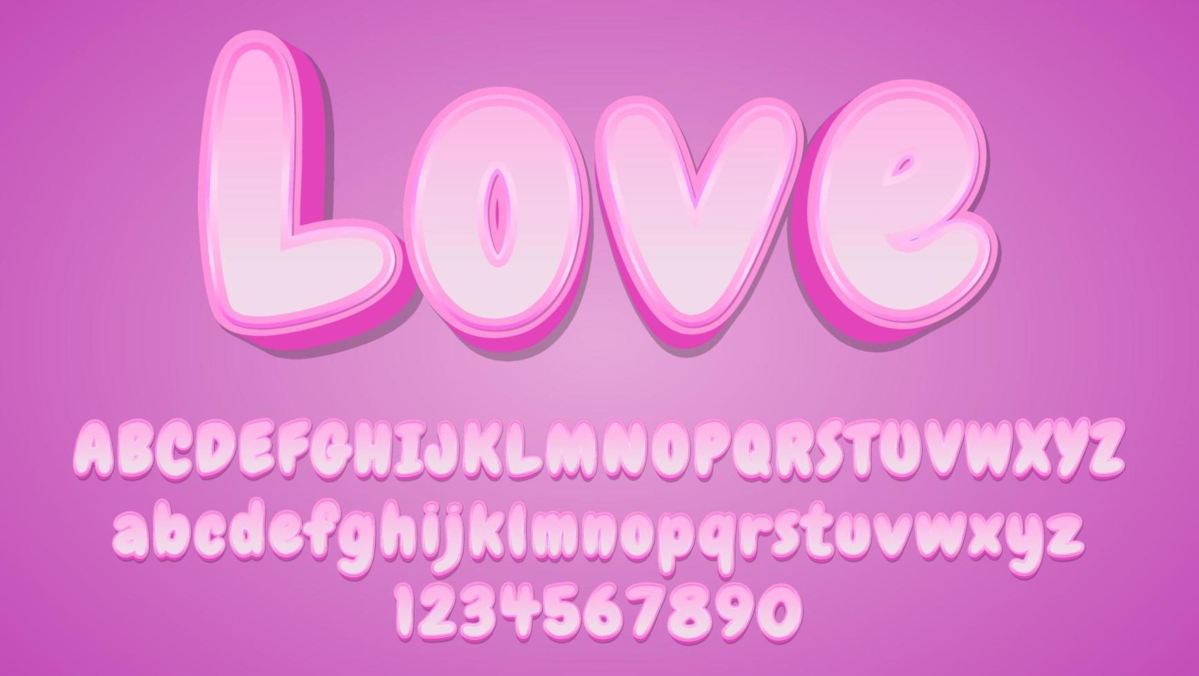 modern 3D-verloop roze woord liefde bewerkbaar teksteffect vector