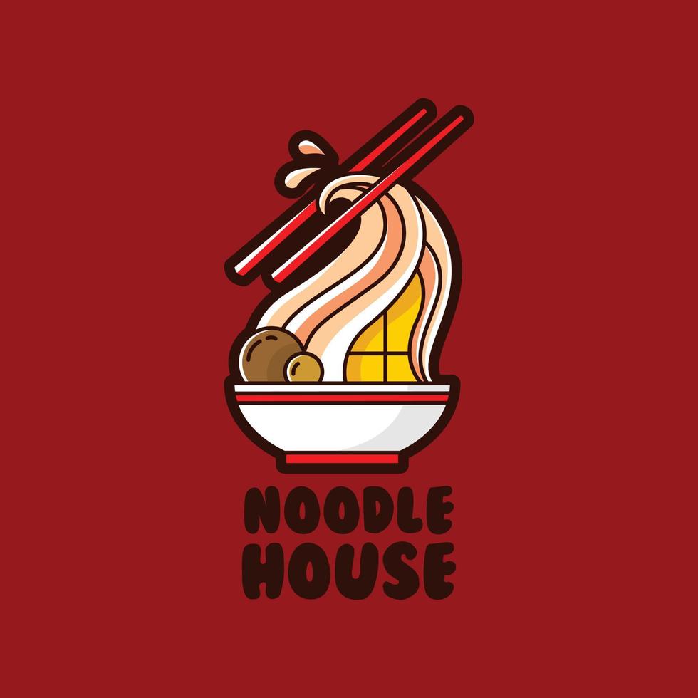 cartoon noodle house-logo voor uw zakelijke café- of restaurantidentiteit vector