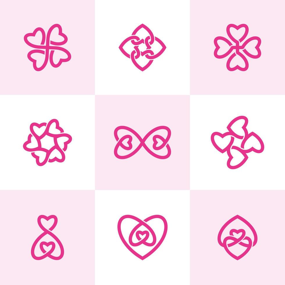 liefde monogram logo collectie vector