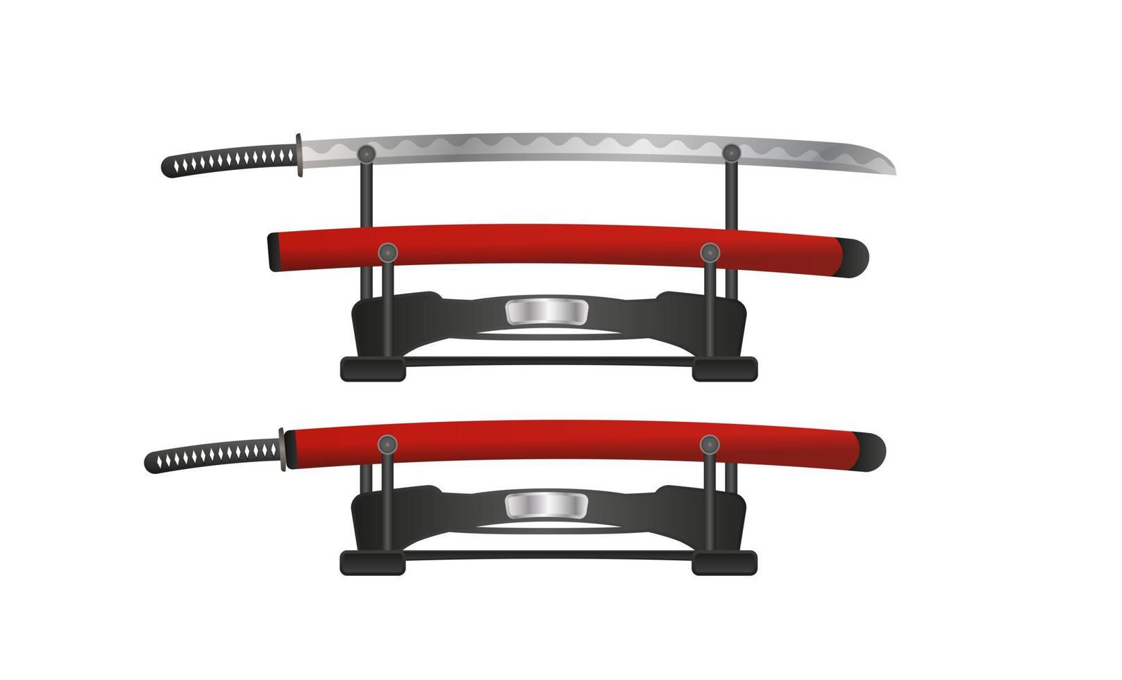 katana, Japanse zwaard realistische stijl. reeks illustraties. samoerai wapens. katana met schede. vector. vector