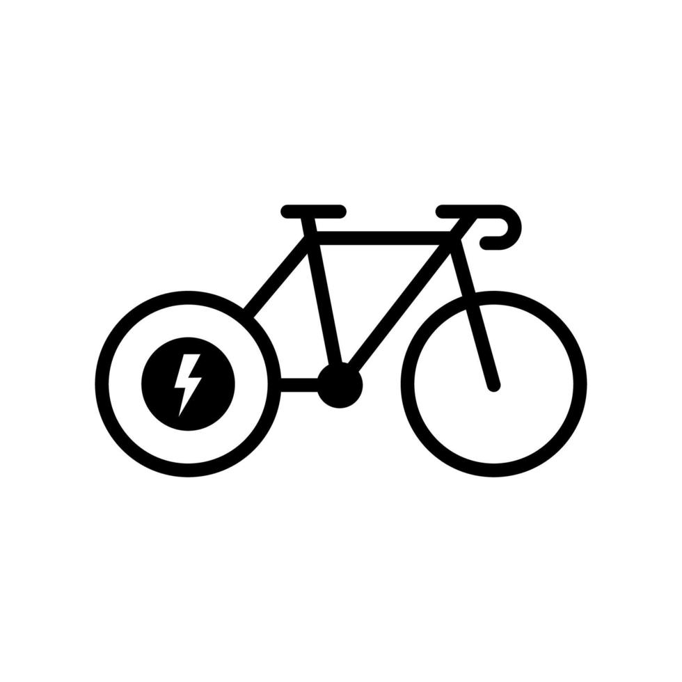 elektrische ecologische fiets groen glyph pictogram. eco hybride vervoer icoon. ebike elektronisch energieteken. ecologie electro power fiets silhouet icoon. e fiets symbool. geïsoleerde vectorillustratie. vector