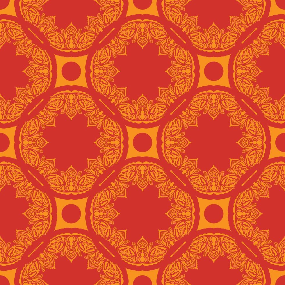 rood-oranje naadloze patroon met luxe, vintage, decoratieve ornamenten. goed voor muurschilderingen, textiel en afdrukken. vectorillustratie. vector