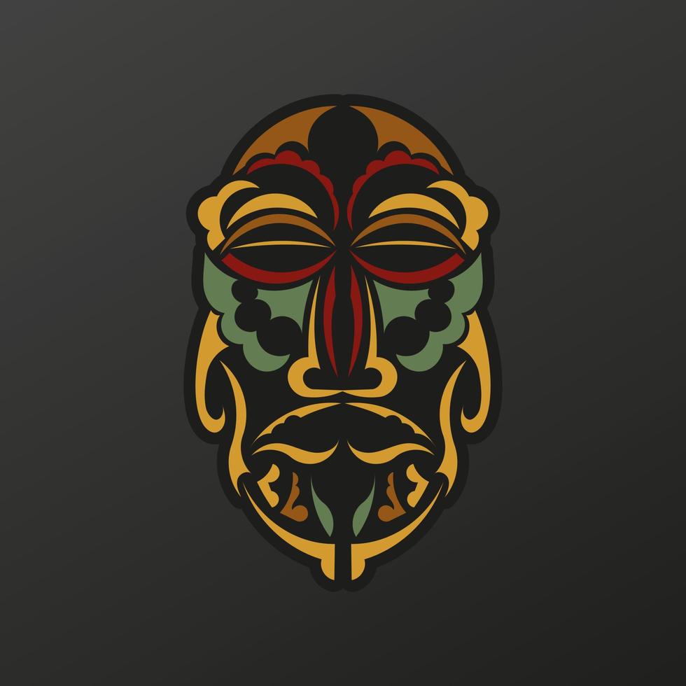 Polynesië totemmasker in barokke kleur. gezicht van de goden van oude stammen tatoeage. luxe patroon met kantmotieven. geïsoleerd. vector illustratie