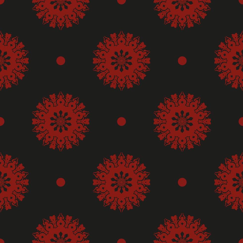 behang in een vintage stijlsjabloon. Indiase bloemenelement. grafisch ornament voor behang, stof, verpakking, verpakking. Chinees zwart en rood abstract bloemenornament. vectorillustratie. vector