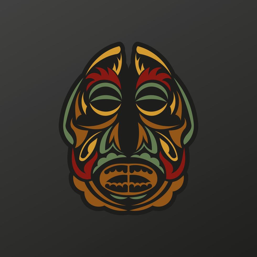 Polynesië totemmasker in barokke kleur. luxe patroon met kantmotieven. geïsoleerd. vector illustratie