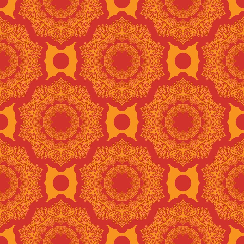 rood-oranje naadloze patroon met luxe, vintage, decoratieve ornamenten. goed voor kleding, textiel, achtergronden en prints. vectorillustratie. vector