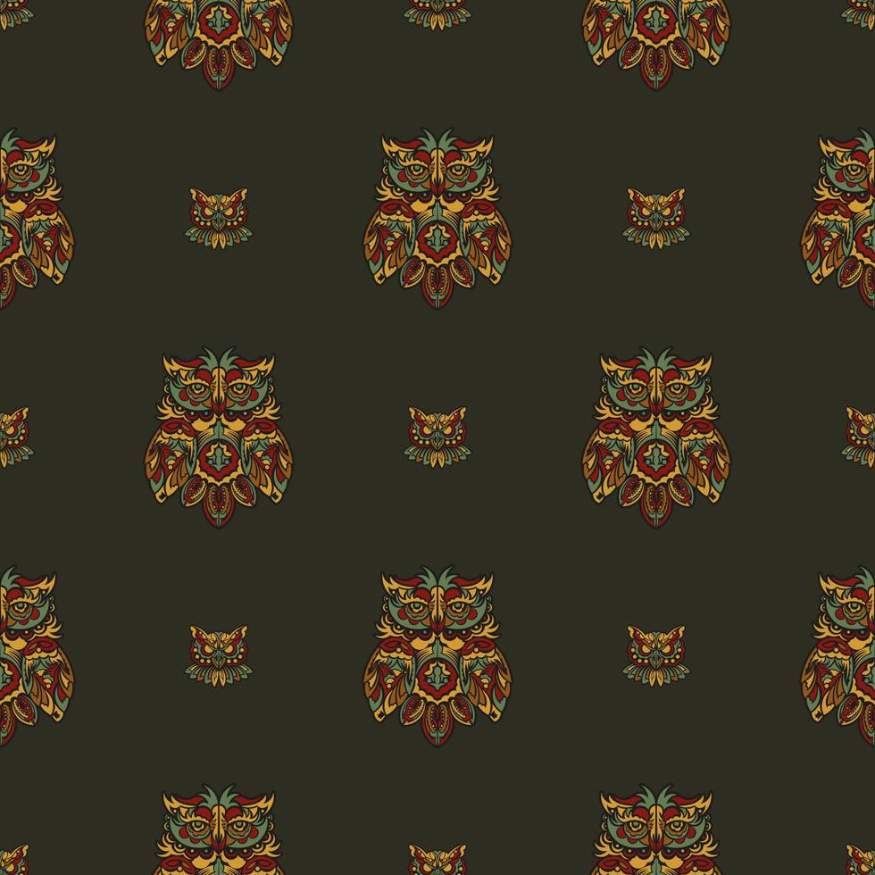 naadloos patroon met uilen in de kleuren van de barokke stijl. goed voor achtergronden, prints en textiel. vector