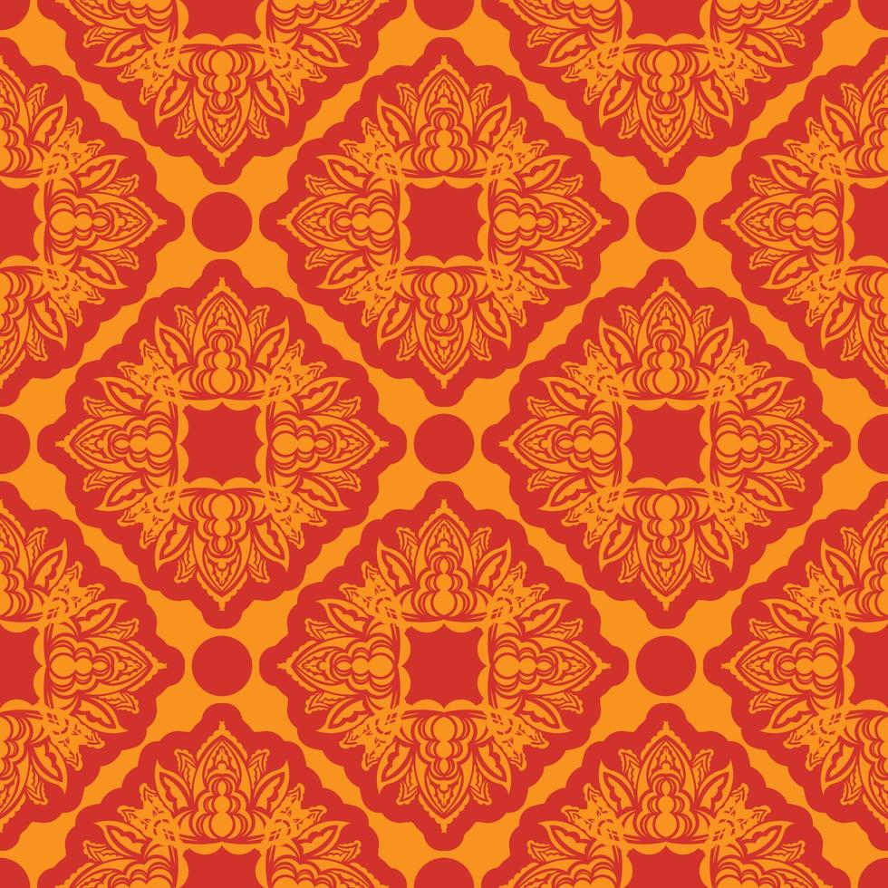 rood-oranje naadloze patroon met luxe, vintage, decoratieve ornamenten. goed voor omslagen, stoffen, ansichtkaarten en bedrukking. vectorillustratie. vector