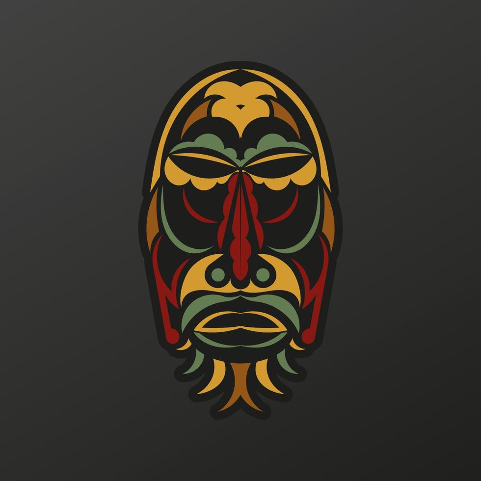 Polynesië masker in barokke kleur. het gezicht van de goden van de oude stammen. luxe patroon met kantmotieven. geïsoleerd. vector illustratie