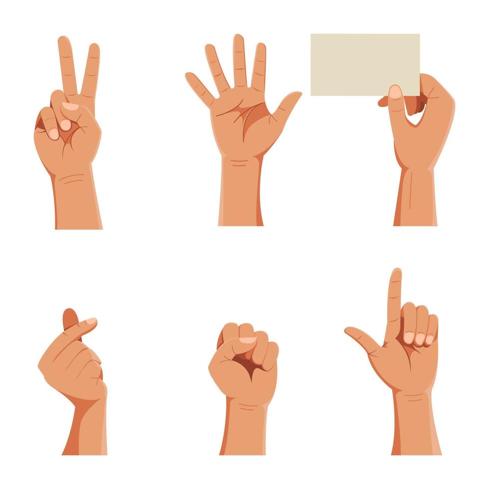 gebaren. set van handen in verschillende gebaren vector
