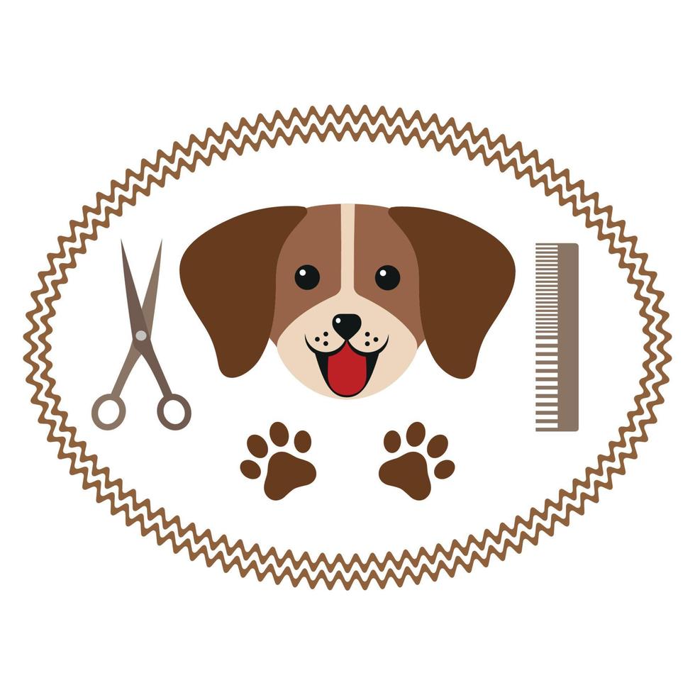 embleem voor hondenkapsalon, styling- en trimwinkel, winkel voor honden vector