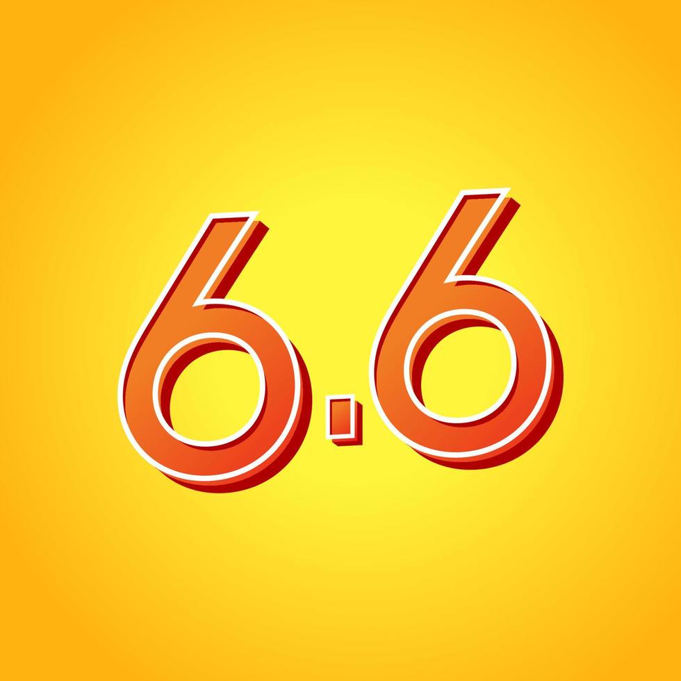 6.6 logo te koop poster. 6.6 online superverkoop-sjabloon voor spandoek op gele achtergrond. vector