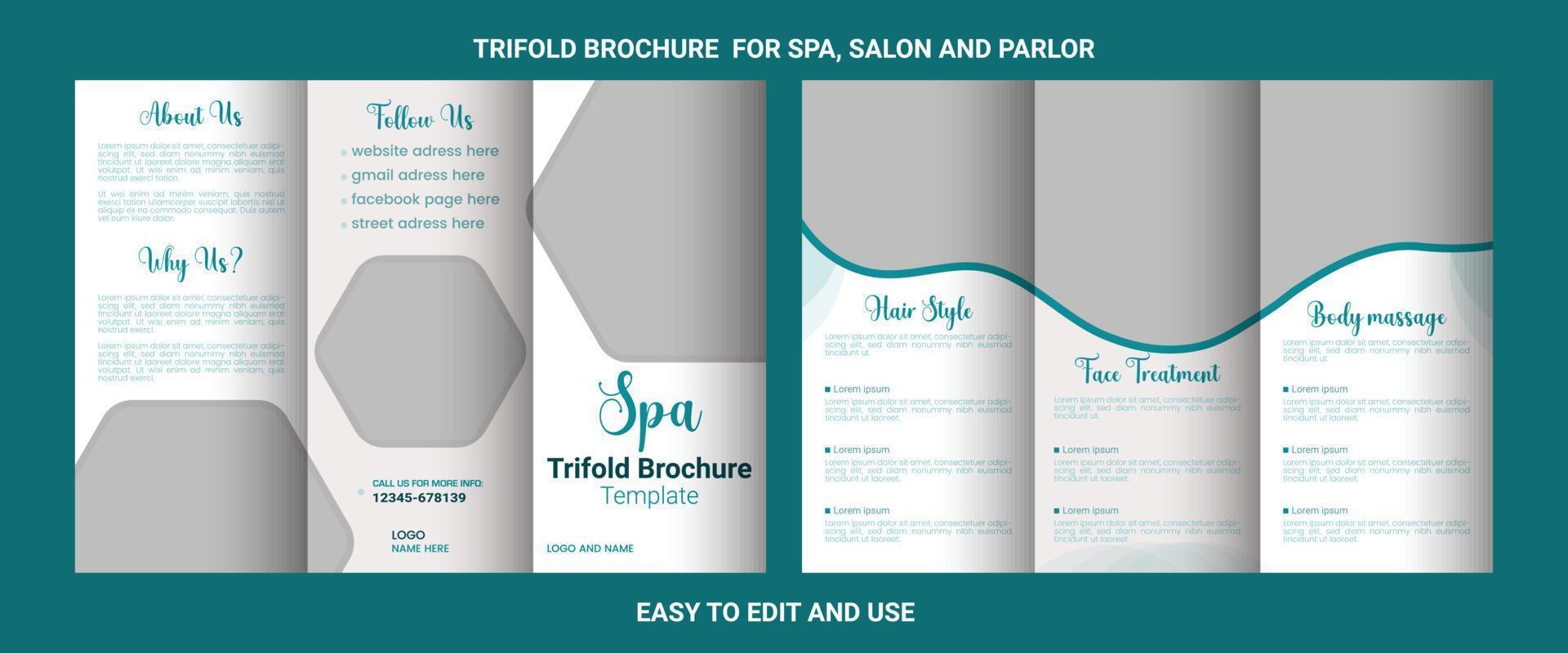 driebladige brochureontwerp voor salon, spa, schoonheidssalon. vector