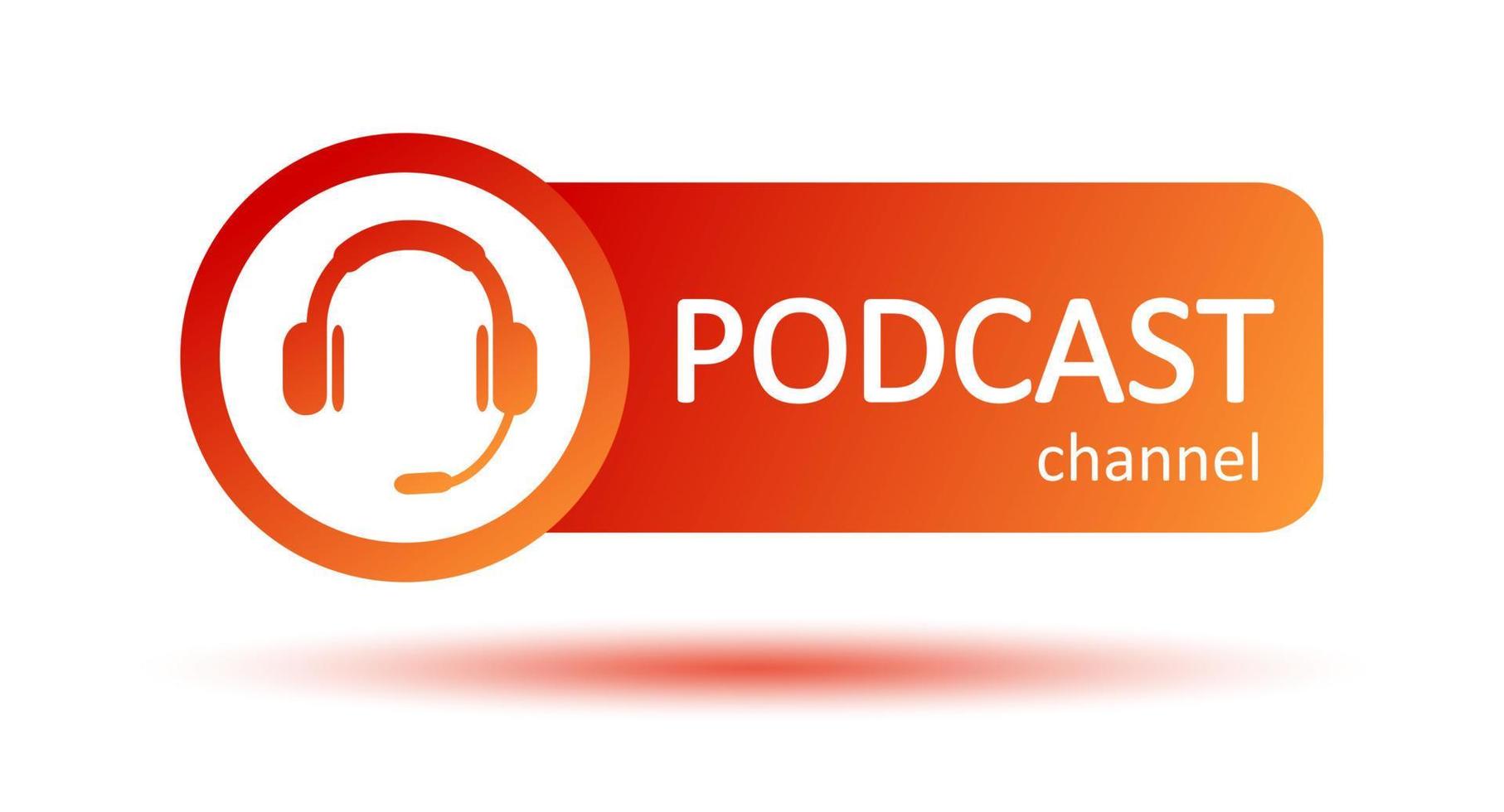 podcast-logo. gradiëntsymbool en knop voor livestreaming. vector