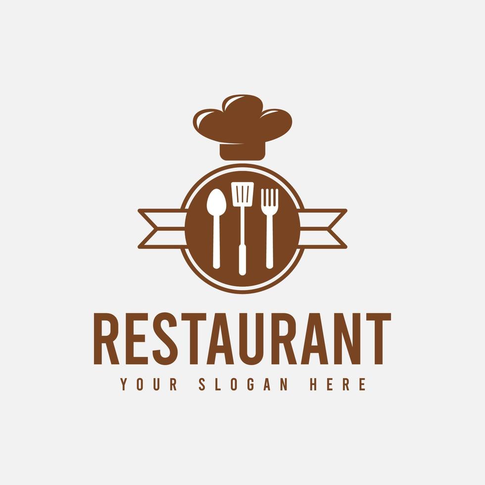 eenvoudig en schoon restaurantlogo sjabloonontwerp in bruine kleur, geschikt voor restaurants, cafés, winkels, eetstalletjes, voedselmenu's, enz. vector