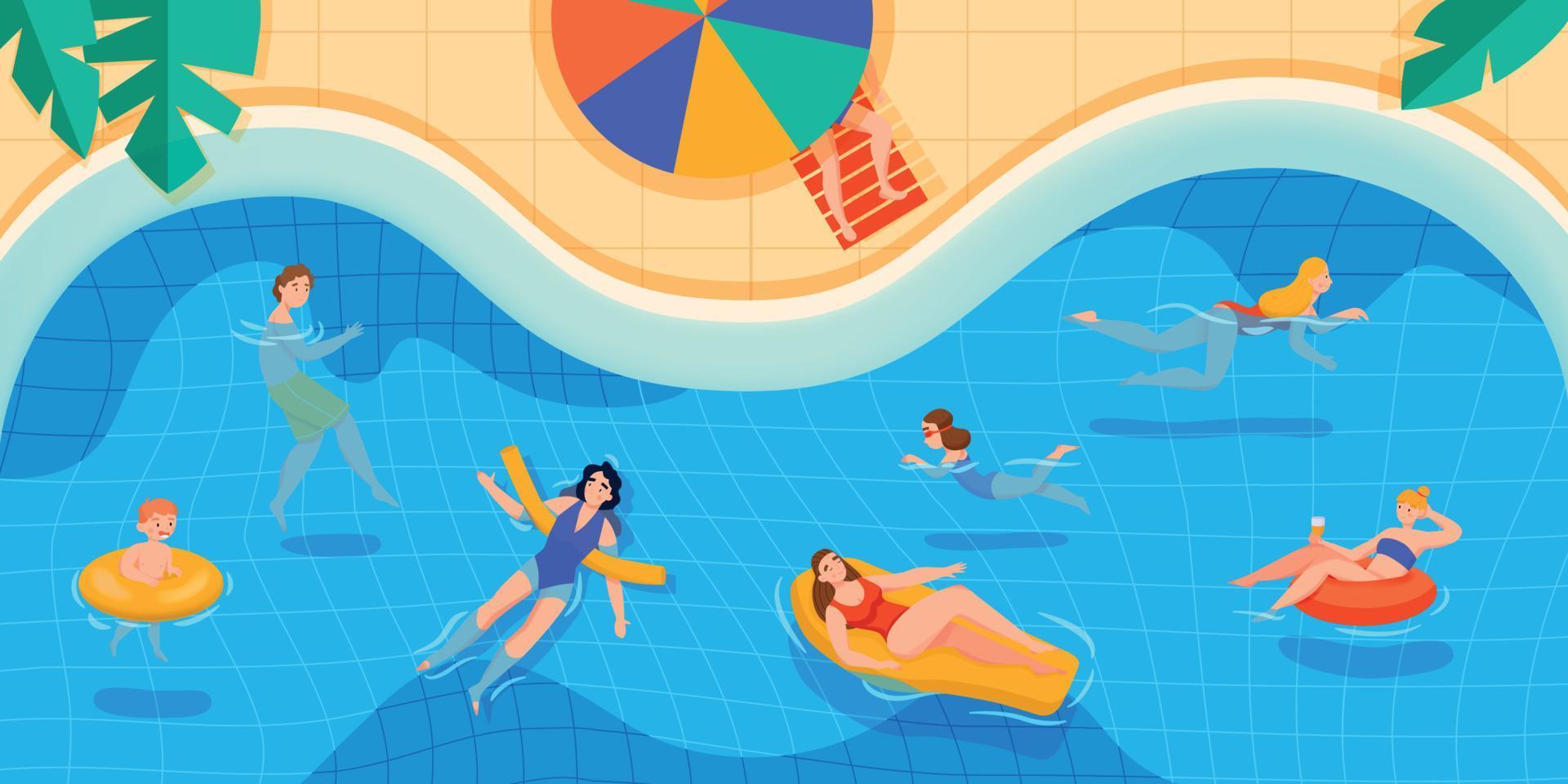 zwembad gekleurde compositie vector