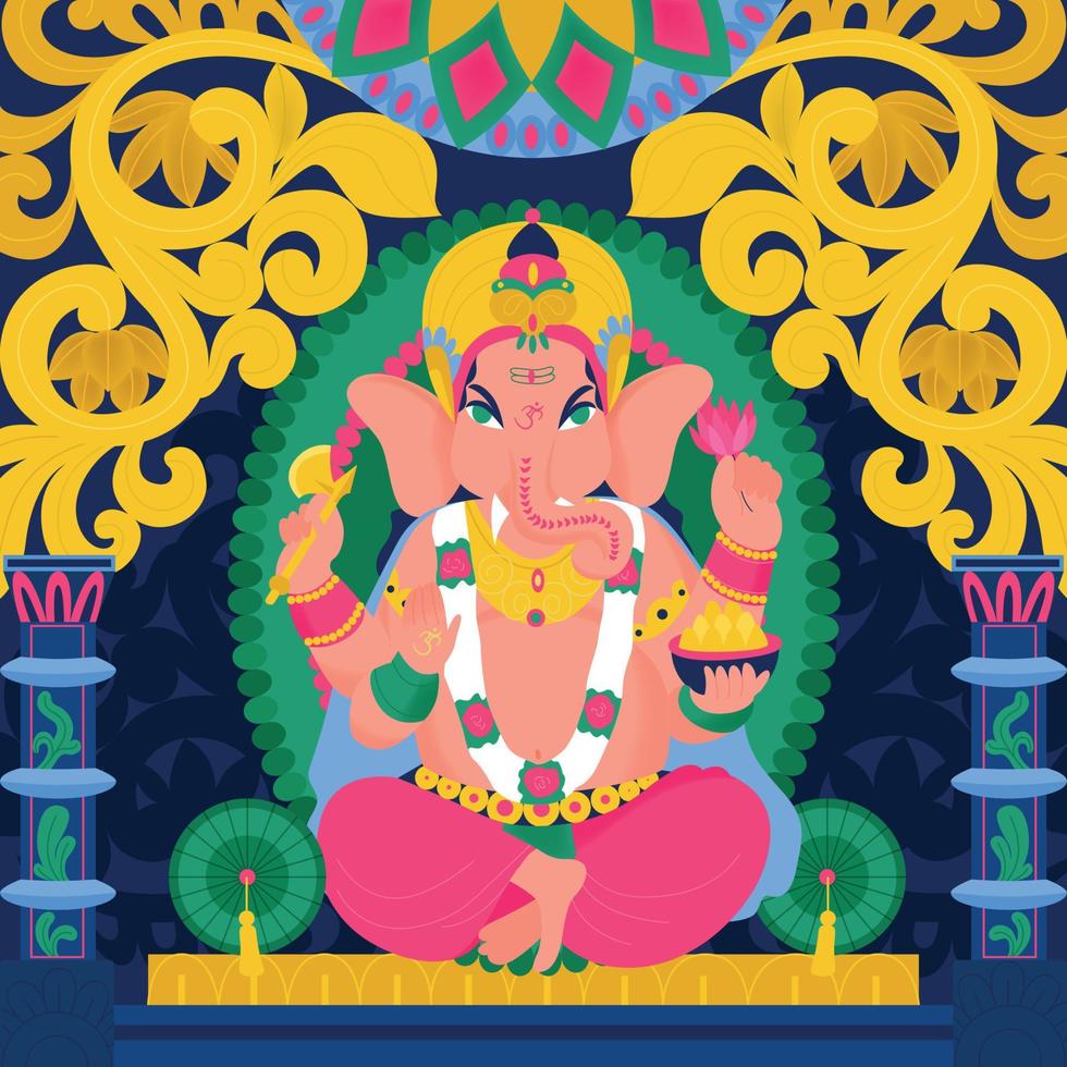 oude Indiase hindoeïstische god Ganesha-compositie vector