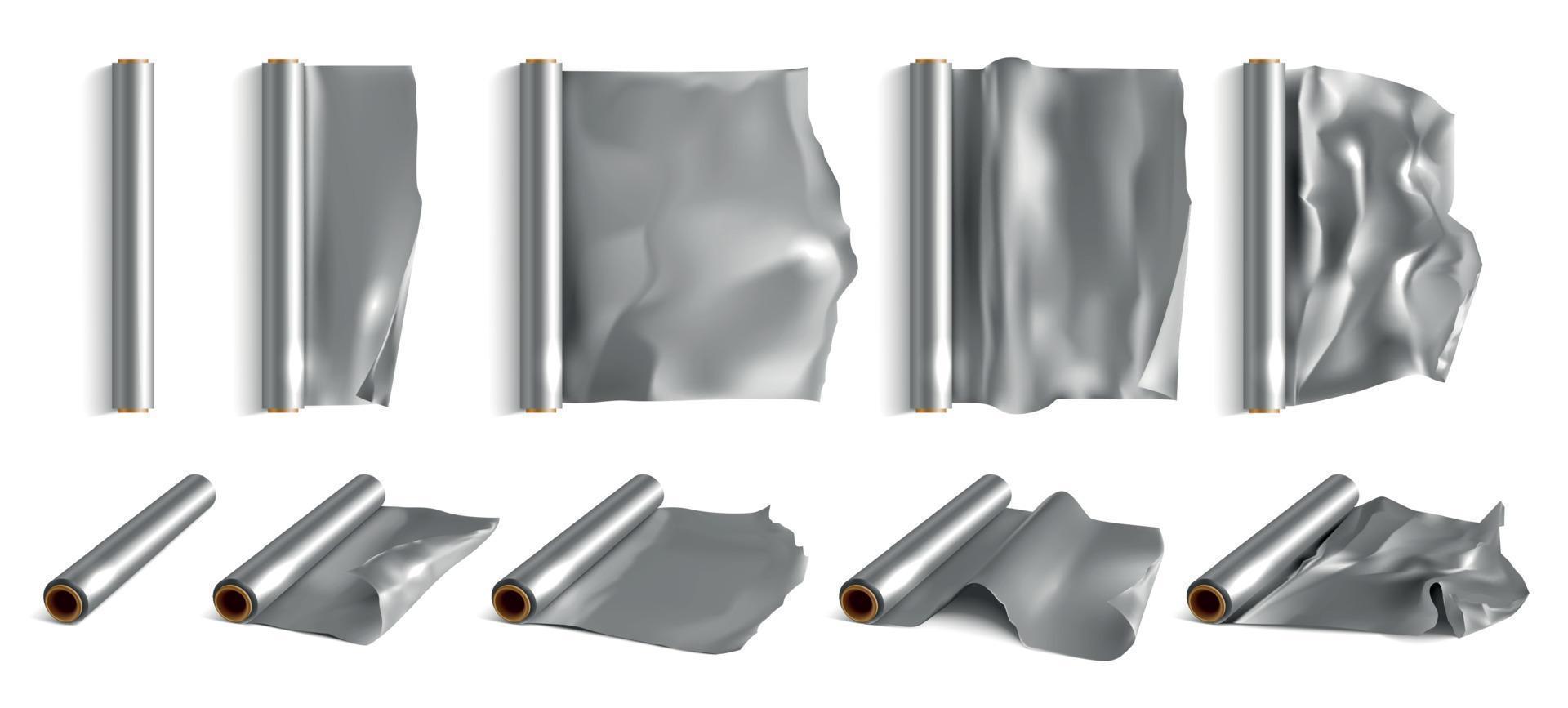 aluminiumfolie rollen set vector