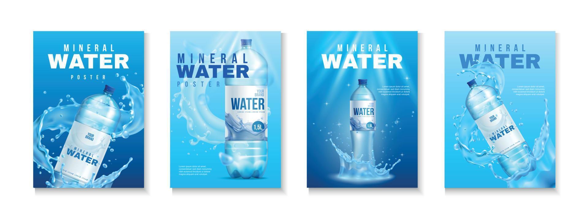 posterset voor plastic waterflessen vector