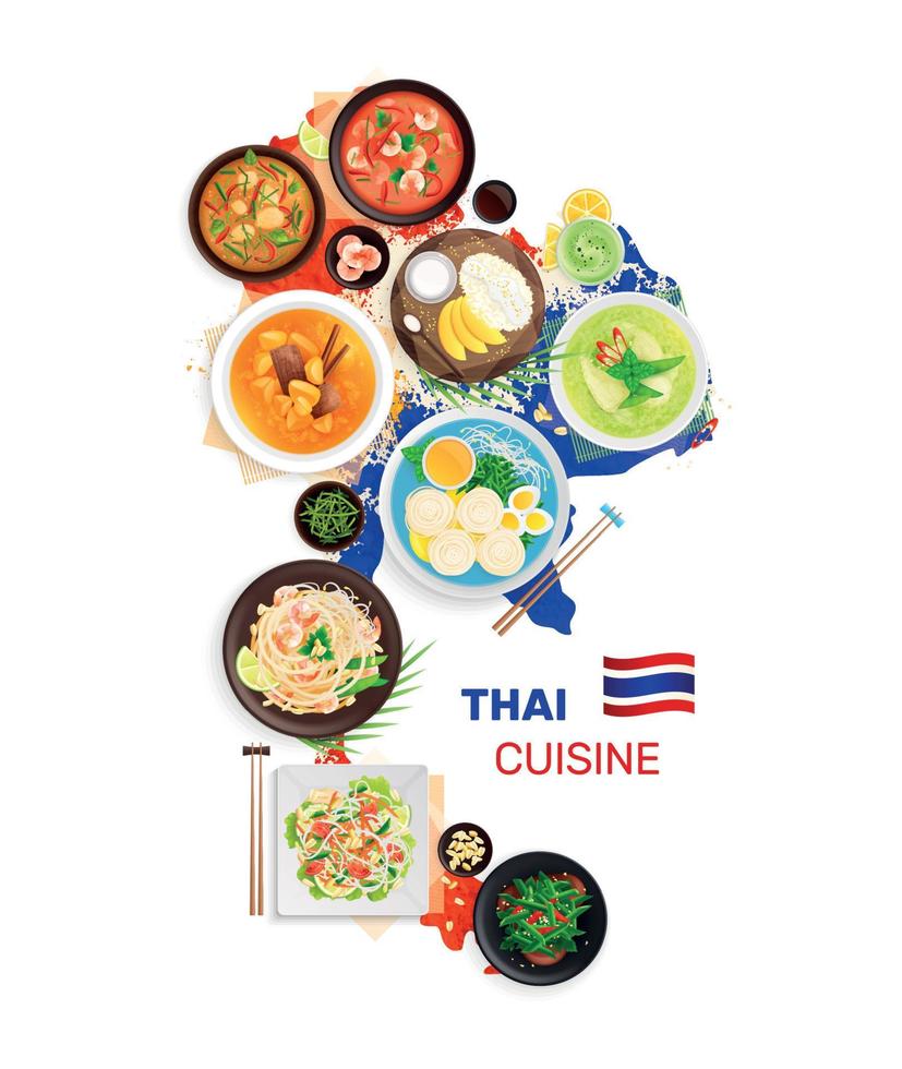 samenstelling van de Thaise keukenkaart vector
