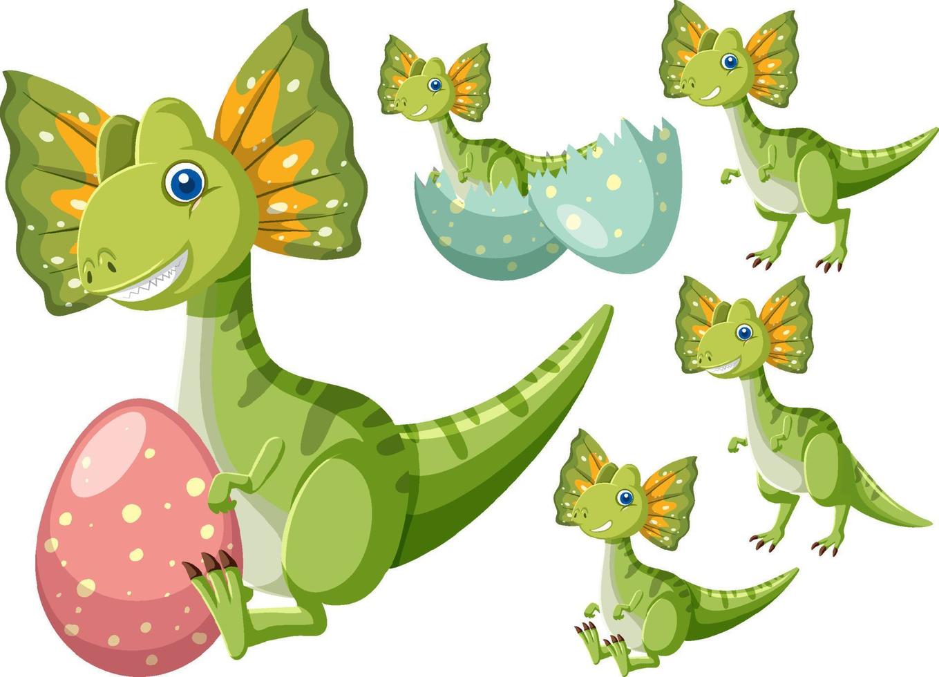 set van schattige dinosaurus stripfiguren vector