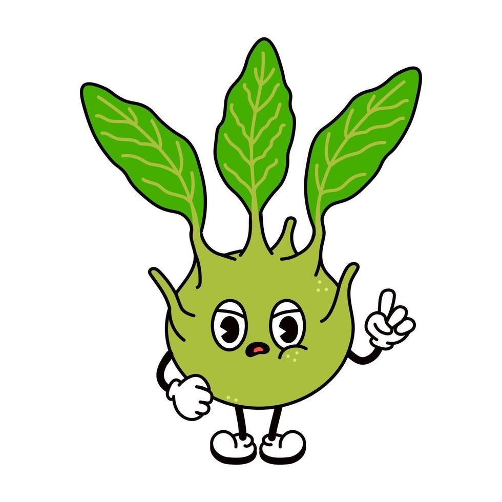 schattig boos verdrietig spruitjes karakter. vector hand getekend traditionele cartoon vintage, retro, kawaii karakter illustratie pictogram. geïsoleerd op een witte achtergrond. boos kool karakter concept