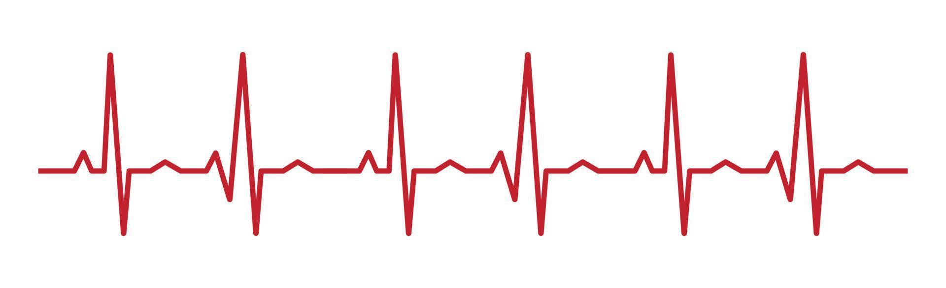 hartpuls - gebogen rode lijn op witte achtergrond, medische tests - vector
