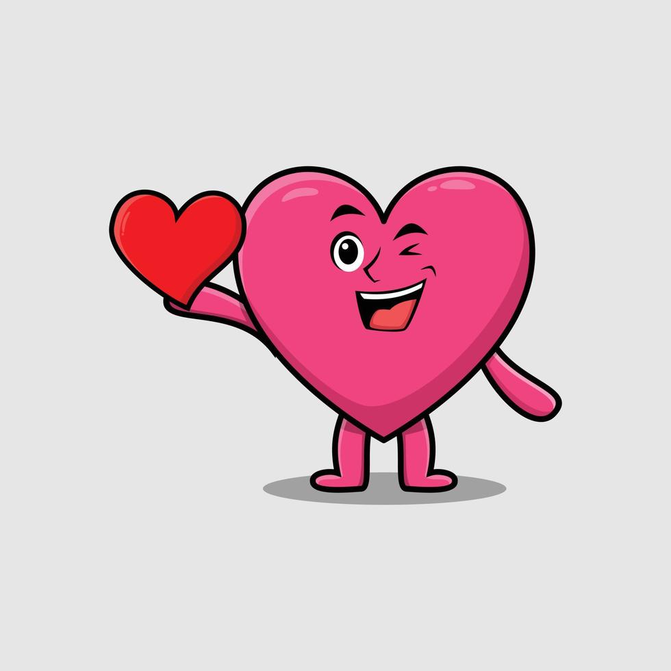 leuke cartoon mooi hart met groot rood hart vector