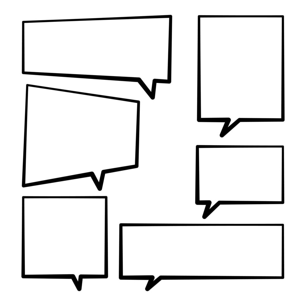 zet tekstballonnen op een witte achtergrond. chatbox en doodle-bericht of communicatiepictogramwolk die spreekt voor strips en minimale berichtdialoog vector