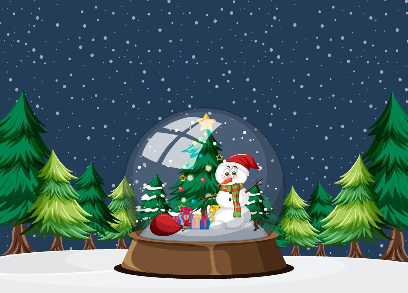 kerstvakantie met sneeuwpop in snowglobe vector