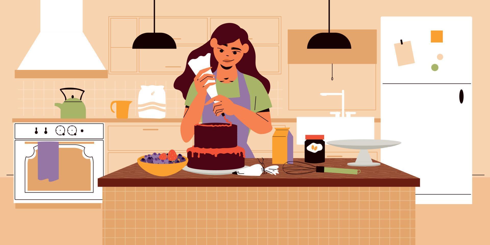 thuis koken illustratie vector