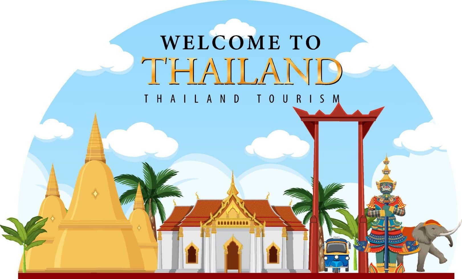 bangkok thailand landmark logo banner vector