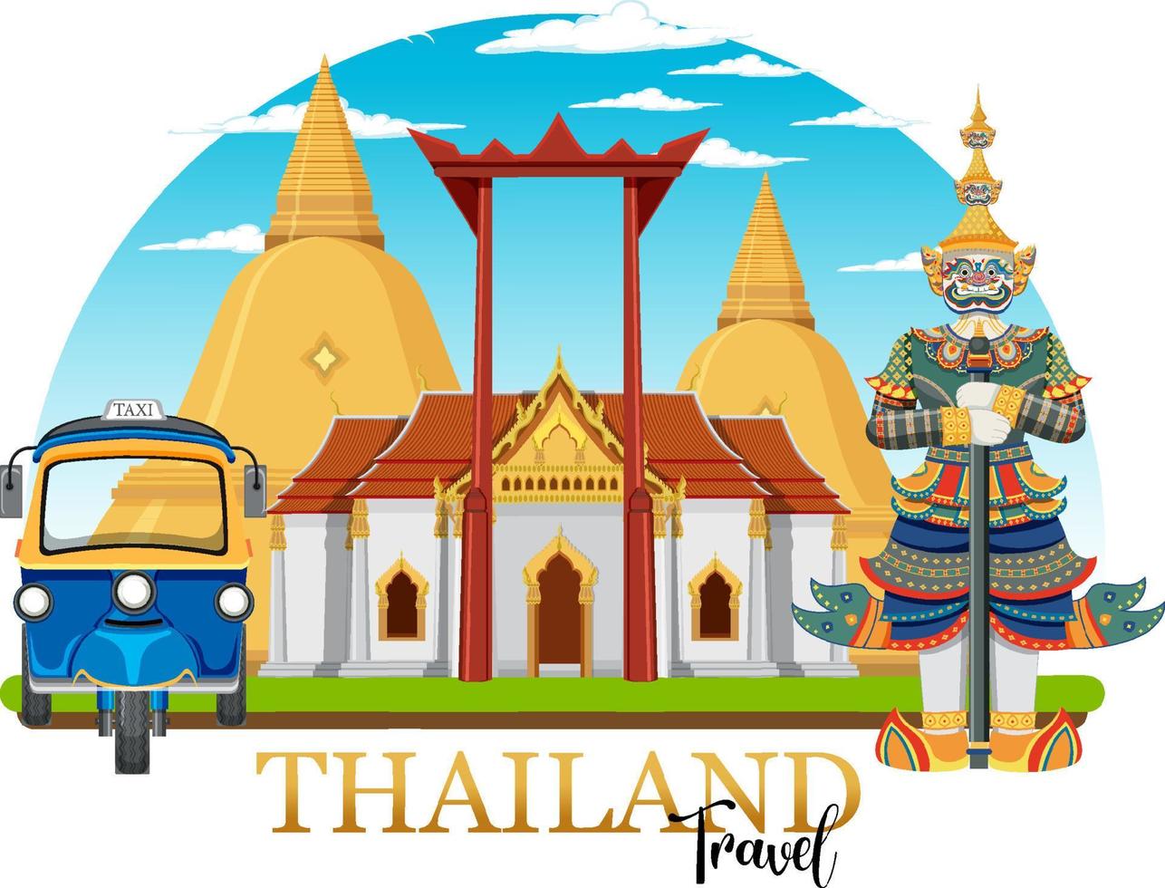 bangkok thailand bezienswaardigheden logo banner vector