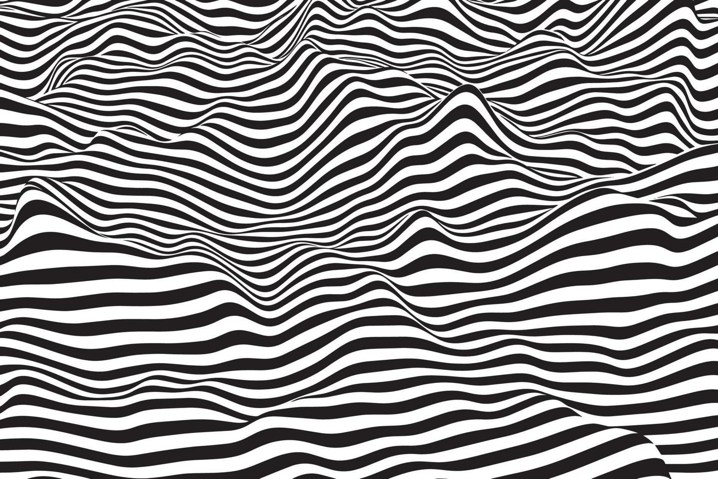 dynamische gebogen golflijnen achtergrond. trendy strepen textuur illustratie. abstract zwart-wit vloeibaar gedraaid patroon vector