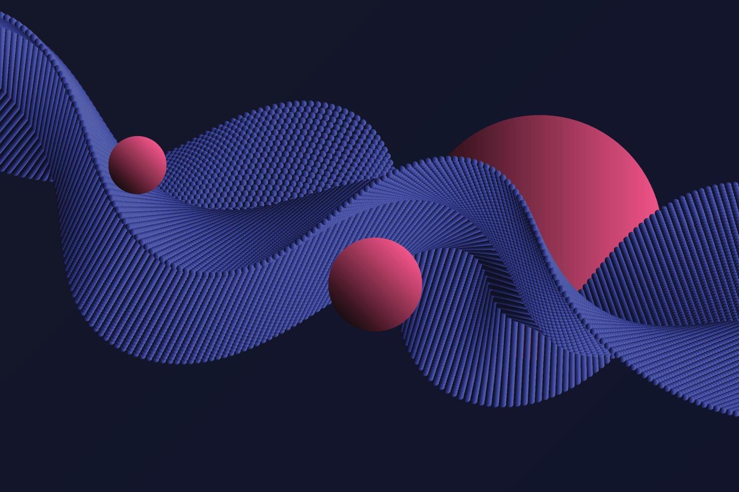 een reeks paarse en blauwe volumedeeltjes met de roze bollen op een zwarte achtergrond vector