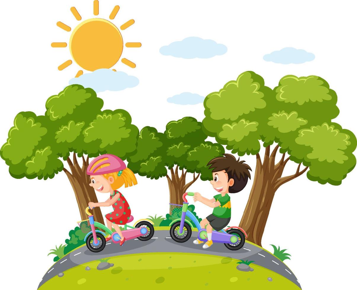 kinderen fietsen in het park vector