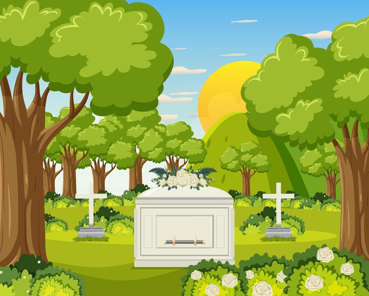 scène van begraafplaats kerkhof vector