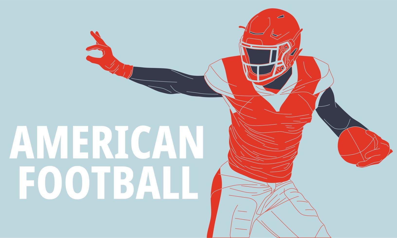 illustratie van american football-speler in actie. isoleer achtergrond. vector