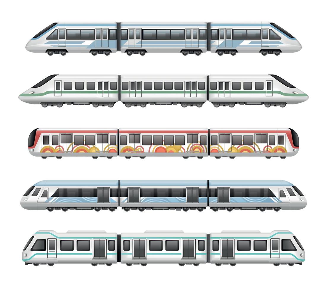 realistische treinen mockup set vector