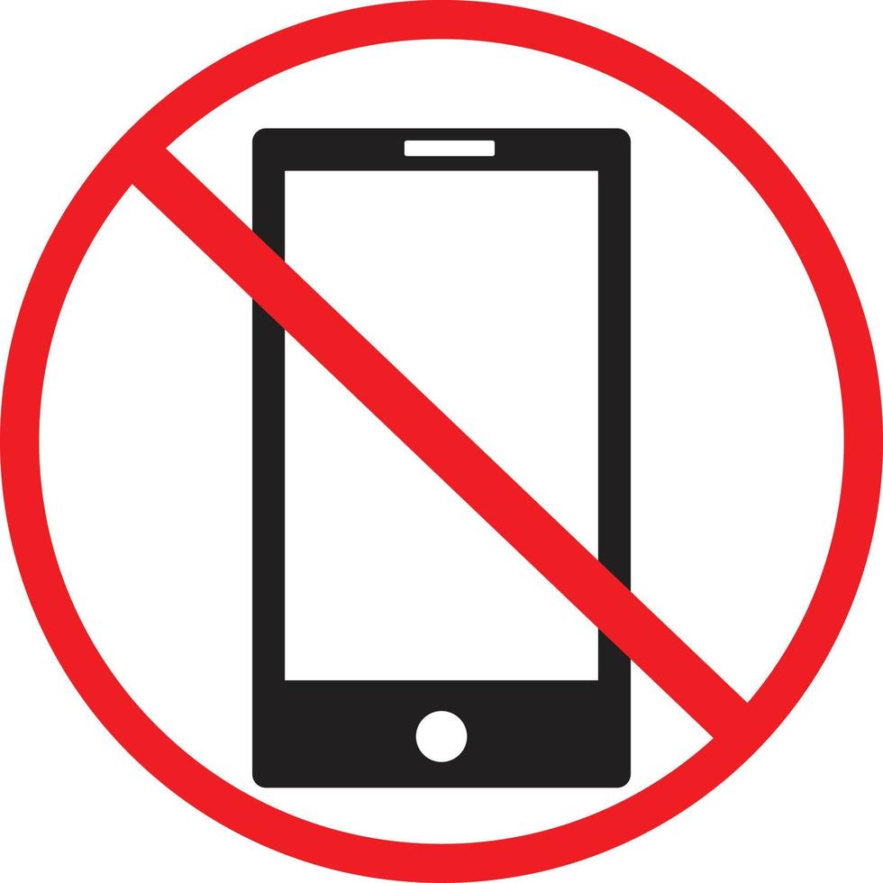 geen teken van een mobiele telefoon. geen pictogram voor mobiele telefoons. geen telefoonsymbool. geen telefoonbord. vector