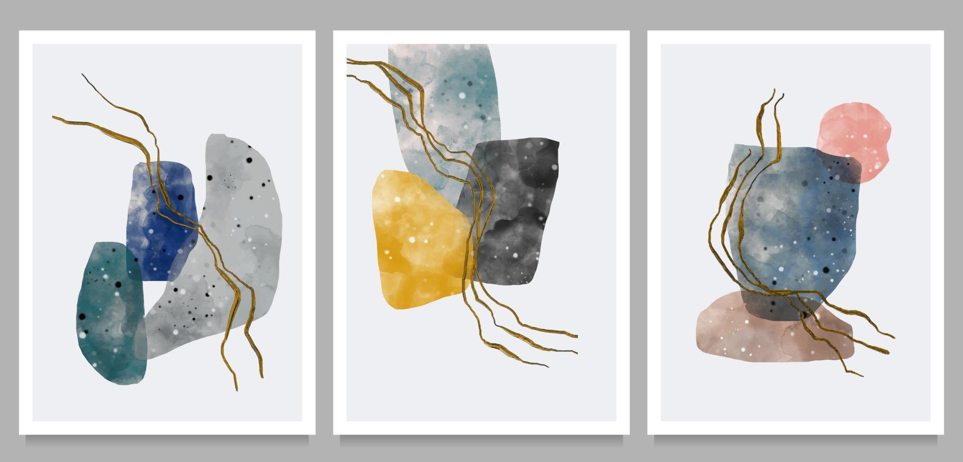 verzameling abstracte creatieve minimalistische handgeschilderde illustraties. verschillende vormen en organische moderne kunstobjecten voor achtergrond, sociale media, wanddecoratie, ansichtkaart. vector illustratie