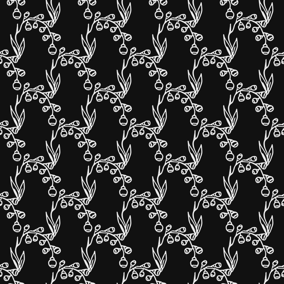 naadloze bloemen vector patroon. doodle vector met bloemen ornament op zwarte achtergrond. vintage bloemendecor