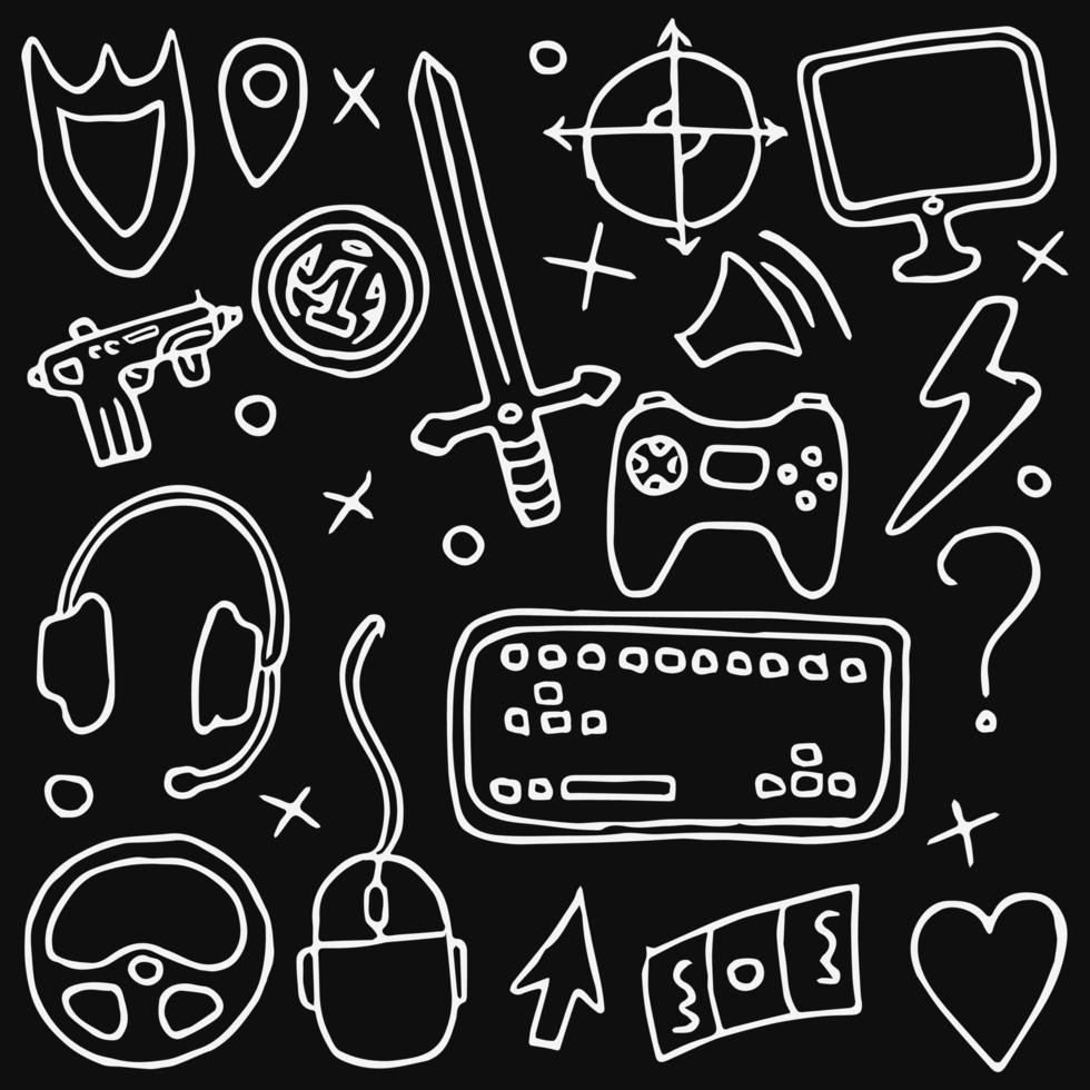 gaming vector iconen. gaming illustratie op zwarte achtergrond