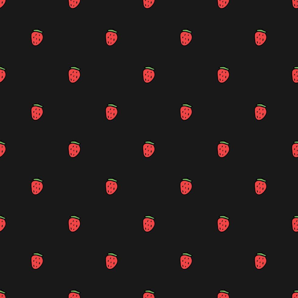 naadloos aardbeienpatroon. doodle vector met rode aardbeien pictogrammen. vintage aardbeienpatroon