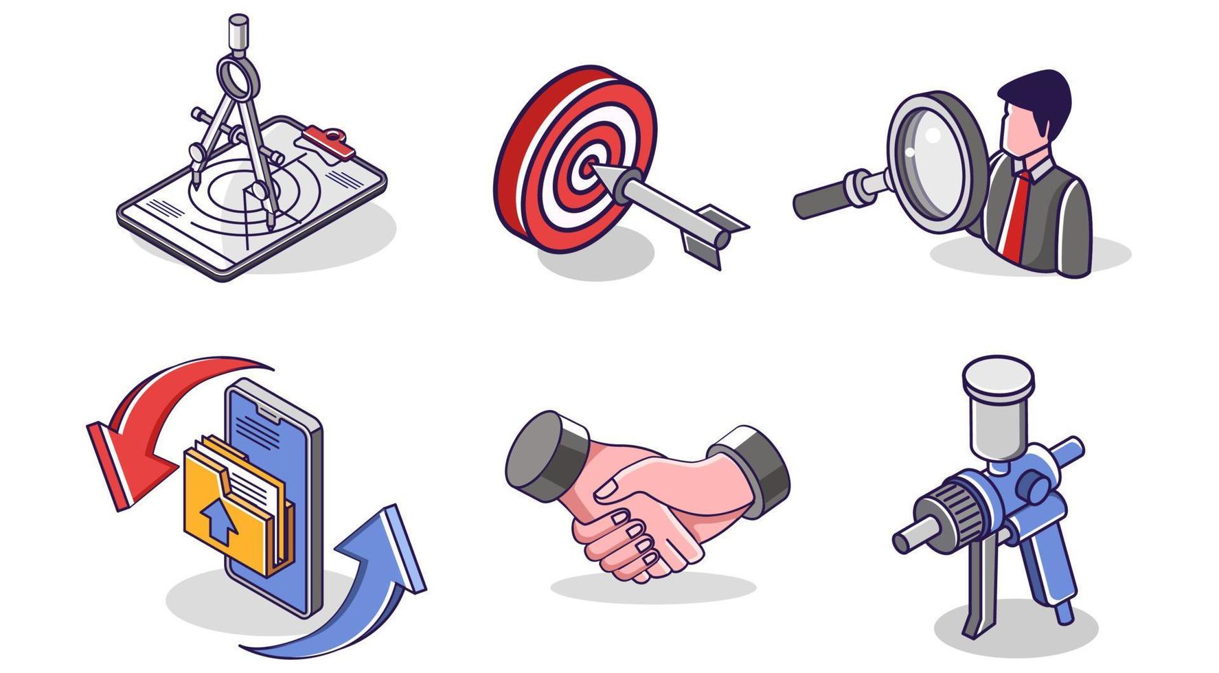 platte isometrische concept illustratie. zakelijke creatieve icon set bundel vector